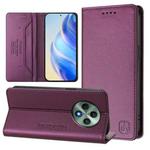 For OPPO Reno12 F 5G / 4G Global RC01 Dual-Folded Magnetic Suction RFID Leather Phone Case(Violet)