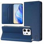 For OPPO Reno14 5G Global RC01 Dual-Folded Magnetic Suction RFID Leather Phone Case(Dark Blue)