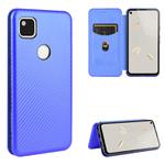 For Google Pixel 4a Carbon Fiber Texture Horizontal Flip TPU + PC + PU Leather Case with Card Slot(Blue)