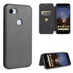 For Google Pixel 3a XL Carbon Fiber Texture Horizontal Flip TPU + PC + PU Leather Case with Card Slot(Black)