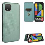 For Google Pixel 4 XL Carbon Fiber Texture Horizontal Flip TPU + PC + PU Leather Case with Card Slot(Green)