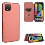 For Google Pixel 4 Carbon Fiber Texture Horizontal Flip TPU + PC + PU Leather Case with Card Slot(Brown)