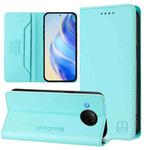 For Xiaomi Mi 10T Lite 5G RC01 Dual-Folded Magnetic Suction RFID Leather Phone Case(Mint Green)