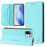 For Xiaomi Mi 11 Lite / Mi 11 Lite 5G RC01 Dual-Folded Magnetic Suction RFID Leather Phone Case(Mint Green)