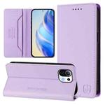 For Xiaomi Mi 11 Lite / Mi 11 Lite 5G RC01 Dual-Folded Magnetic Suction RFID Leather Phone Case(Light Purple)