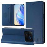 For Xiaomi Mi 11 Ultra RC01 Dual-Folded Magnetic Suction RFID Leather Phone Case(Dark Blue)