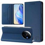 For Xiaomi 12S Ultra RC01 Dual-Folded Magnetic Suction RFID Leather Phone Case(Dark Blue)