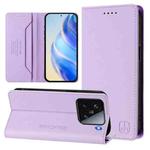 For Xiaomi 15 RC01 Dual-Folded Magnetic Suction RFID Leather Phone Case(Light Purple)