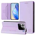 For Xiaomi 15 Pro RC01 Dual-Folded Magnetic Suction RFID Leather Phone Case(Light Purple)