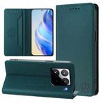 For Xiaomi 15 Pro RC01 Dual-Folded Magnetic Suction RFID Leather Phone Case(Dark Green)