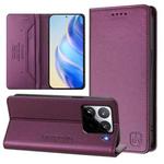 For Xiaomi 15 Pro RC01 Dual-Folded Magnetic Suction RFID Leather Phone Case(Violet)