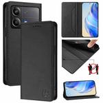 For Xiaomi Poco X6 Neo 5G RC01 Dual-Folded Magnetic Suction RFID Leather Phone Case(Black)