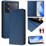 For Xiaomi Poco X6 Neo 5G RC01 Dual-Folded Magnetic Suction RFID Leather Phone Case(Dark Blue)