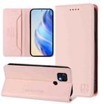 For Xiaomi Poco C40 RC01 Dual-Folded Magnetic Suction RFID Leather Phone Case(Pink)