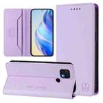 For Xiaomi Poco C40 RC01 Dual-Folded Magnetic Suction RFID Leather Phone Case(Light Purple)