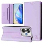 For Xiaomi Poco F6 5G RC01 Dual-Folded Magnetic Suction RFID Leather Phone Case(Light Purple)