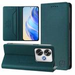 For Xiaomi Poco F6 5G RC01 Dual-Folded Magnetic Suction RFID Leather Phone Case(Dark Green)