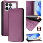 For Xiaomi Poco F6 Pro 5G RC01 Dual-Folded Magnetic Suction RFID Leather Phone Case(Violet)