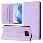 For Xiaomi Poco X3 / X3 NFC / X3 Pro RC01 Dual-Folded Magnetic Suction RFID Leather Phone Case(Light Purple)