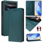 For Xiaomi Poco X4 Pro 5G RC01 Dual-Folded Magnetic Suction RFID Leather Phone Case(Dark Green)