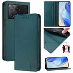 For Xiaomi Poco X6 Pro / Redmi K70E RC01 Dual-Folded Magnetic Suction RFID Leather Phone Case(Dark Green)