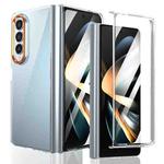 For Samsung Galaxy Z Fold4 lce Folding Series Integrated Clear PC Phone Case(Orange)