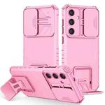 For Samsung Galaxy S24 FE 5G Stereoscopic Holder Sliding Camshield Phone Case(Pink)