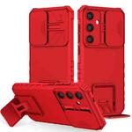 For Samsung Galaxy S24 FE 5G Stereoscopic Holder Sliding Camshield Phone Case(Red)