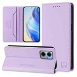 For Redmi 10 5G / 10 Prime+ 5G Global RC01 Dual-Folded Magnetic Suction RFID Leather Phone Case(Light Purple)