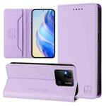 For Redmi 10A / 9C RC01 Dual-Folded Magnetic Suction RFID Leather Phone Case(Light Purple)