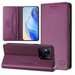 For Redmi 10A / 9C RC01 Dual-Folded Magnetic Suction RFID Leather Phone Case(Violet)