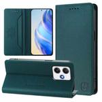 For Redmi 12 5G / 4G Global / Note 12R RC01 Dual-Folded Magnetic Suction RFID Leather Phone Case(Dark Green)