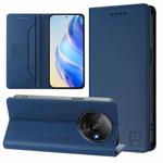 For Redmi A3 / Xiaomi Poco C61 4G Global RC01 Dual-Folded Magnetic Suction RFID Leather Phone Case(Dark Blue)