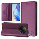 For Redmi A3 / Xiaomi Poco C61 4G Global RC01 Dual-Folded Magnetic Suction RFID Leather Phone Case(Violet)