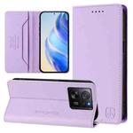 For Redmi K60 Ultra / Xiaomi 13T / 13T Pro RC01 Dual-Folded Magnetic Suction RFID Leather Phone Case(Light Purple)