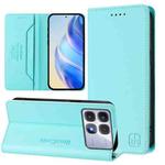 For Redmi K70 Ultra 5G Global RC01 Dual-Folded Magnetic Suction RFID Leather Phone Case(Mint Green)