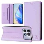 For Redmi K70 Ultra 5G Global RC01 Dual-Folded Magnetic Suction RFID Leather Phone Case(Light Purple)