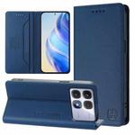 For Redmi K70 Ultra 5G Global RC01 Dual-Folded Magnetic Suction RFID Leather Phone Case(Dark Blue)