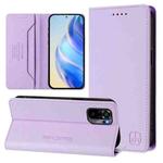 For Redmi Note 10 4G / Note 10S 4G RC01 Dual-Folded Magnetic Suction RFID Leather Phone Case(Light Purple)