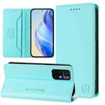 For Redmi Note 11S 5G / Xiaomi Poco M4 Pro 5G RC01 Dual-Folded Magnetic Suction RFID Leather Phone Case(Mint Green)