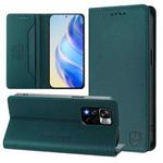 For Redmi Note 11 Pro+ 5G European RC01 Dual-Folded Magnetic Suction RFID Leather Phone Case(Dark Green)