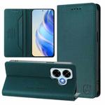 For Redmi Note 13 4G Global RC01 Dual-Folded Magnetic Suction RFID Leather Phone Case(Dark Green)