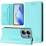 For Redmi Note 13 Pro 4G Global RC01 Dual-Folded Magnetic Suction RFID Leather Phone Case(Mint Green)