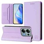 For Redmi Note 13 Pro 4G Global RC01 Dual-Folded Magnetic Suction RFID Leather Phone Case(Light Purple)