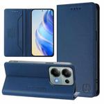 For Redmi Note 13 Pro 4G Global RC01 Dual-Folded Magnetic Suction RFID Leather Phone Case(Dark Blue)