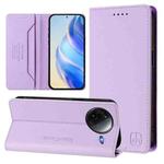 For Redmi K80 / K80 Pro RC01 Dual-Folded Magnetic Suction RFID Leather Phone Case(Light Purple)