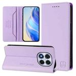 For Redmi Note 14 Pro 4G RC01 Dual-Folded Magnetic Suction RFID Leather Phone Case(Light Purple)