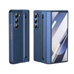 For Samsung Galaxy Z Fold5 Integrated PC + PU Phone Case with Pen / Pen Box(Blue)