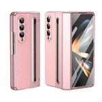 For Samsung Galaxy Z Fold4 Integrated PC + PU Phone Case with Pen / Pen Box(Pink)