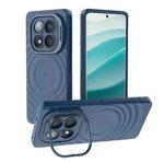 For Redmi Note 14 Pro+ 5G Lens Frame Bracket Corrugated MagSafe Phone Case(Dark Blue)